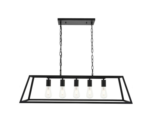 Elegant Resolute 5 Light Pendant - Black, L 38" (LD4061D38BK)