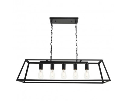 Elegant Resolute 5 Light Pendant - Black, L 38" (LD4061D38BK)