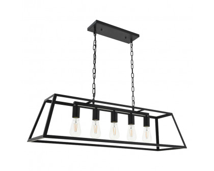 Elegant Resolute 5 Light Pendant - Black, L 38" (LD4061D38BK)