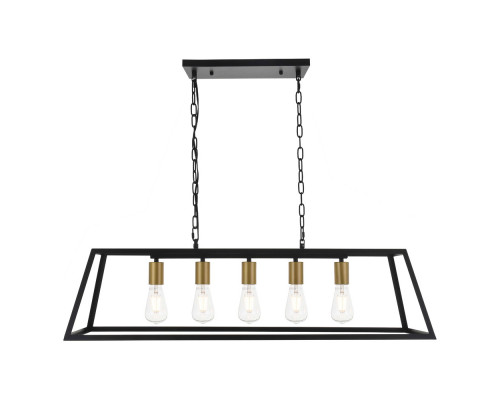 Elegant Resolute 5 Light Pendant - Brass/Black, L 38" (LD4061D38BRB)