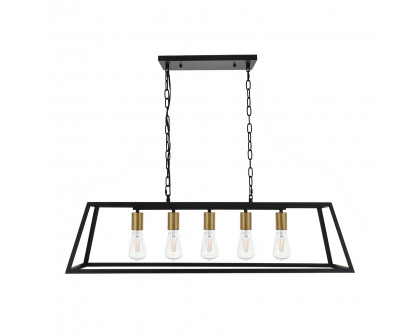 Elegant Resolute 5 Light Pendant - Brass/Black, L 38" (LD4061D38BRB)