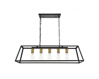 Elegant Resolute 5 Light Pendant - Brass/Black, L 38" (LD4061D38BRB)