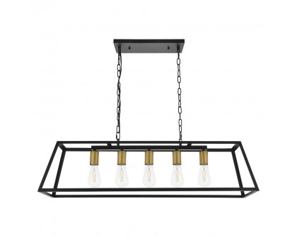 Elegant Resolute 5 Light Pendant - Brass/Black, L 38" (LD4061D38BRB)