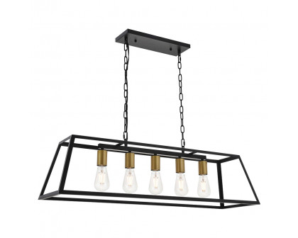 Elegant Resolute 5 Light Pendant - Brass/Black, L 38" (LD4061D38BRB)