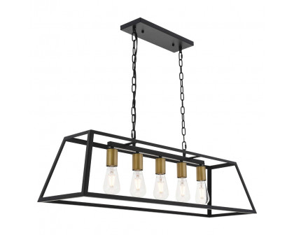 Elegant Resolute 5 Light Pendant - Brass/Black, L 38" (LD4061D38BRB)