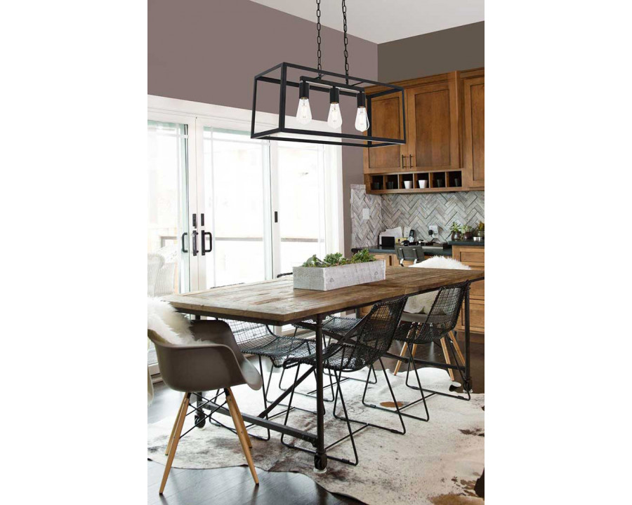 Elegant Resolute 3 Light Pendant - Black, L 25" (LD4063D25BK)