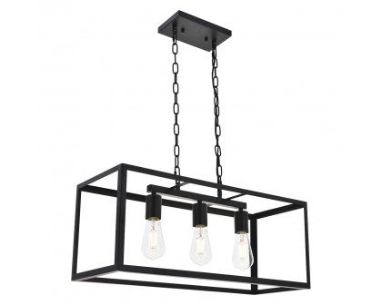 Elegant Resolute 3 Light Pendant - Black, L 25" (LD4063D25BK)