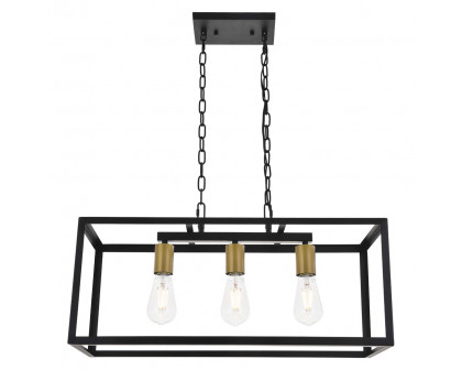 Elegant Resolute 3 Light Pendant - Brass/Black, L 25" (LD4063D25BRB)