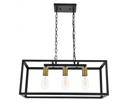 Elegant Resolute 3 Light Pendant - Brass/Black, L 25" (LD4063D25BRB)