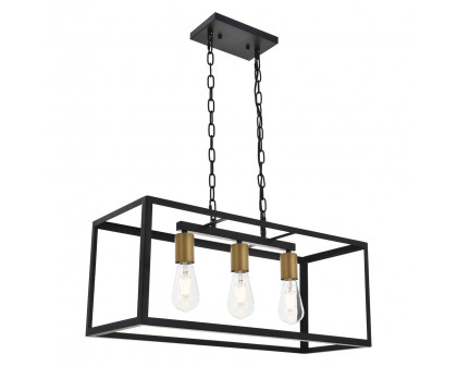 Elegant Resolute 3 Light Pendant - Brass/Black, L 25" (LD4063D25BRB)