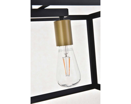 Elegant Resolute 3 Light Pendant - Brass/Black, L 25" (LD4063D25BRB)