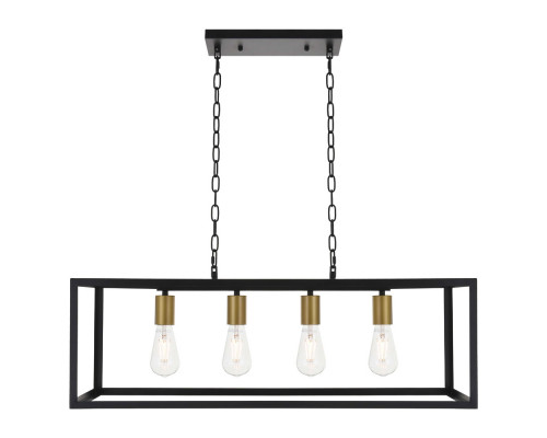 Elegant Resolute 3 Light Pendant - Brass/Black, L 32" (LD4063D32BRB)