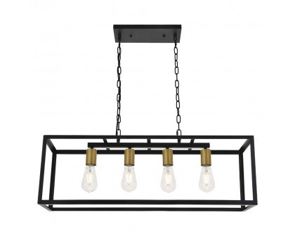 Elegant Resolute 3 Light Pendant - Brass/Black, L 32" (LD4063D32BRB)