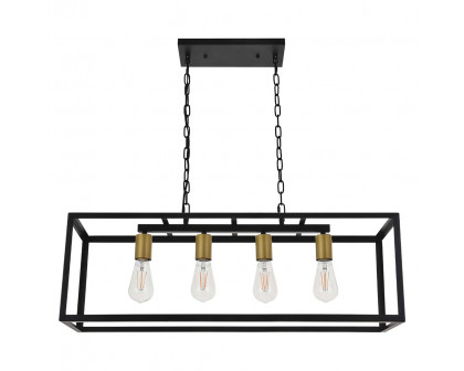 Elegant Resolute 3 Light Pendant - Brass/Black, L 32" (LD4063D32BRB)