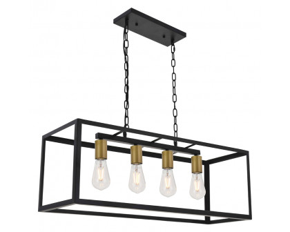 Elegant Resolute 3 Light Pendant - Brass/Black, L 32" (LD4063D32BRB)