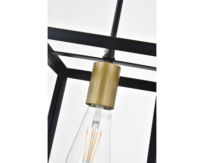 Elegant Resolute 3 Light Pendant - Brass/Black, L 8" (LD4063D8BRB)