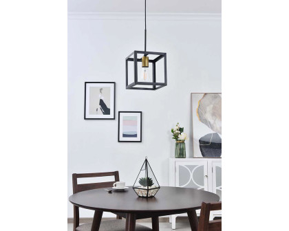 Elegant Resolute 3 Light Pendant - Brass/Black, L 8" (LD4063D8BRB)