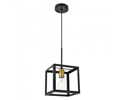 Elegant Resolute 3 Light Pendant - Brass/Black, L 8" (LD4063D8BRB)