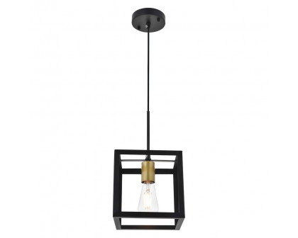 Elegant Resolute 3 Light Pendant - Brass/Black, L 8" (LD4063D8BRB)