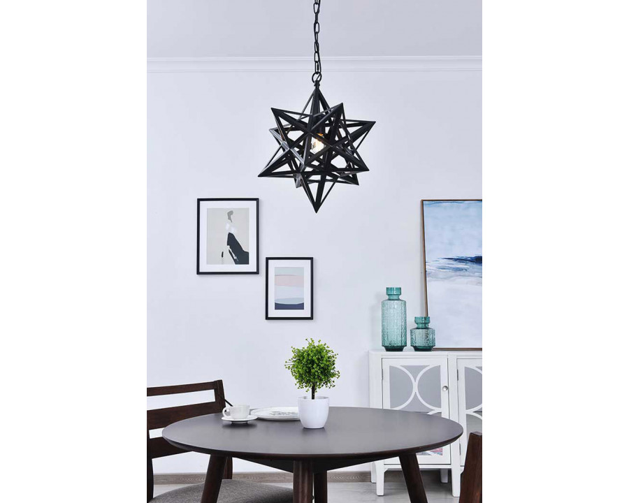 Elegant Nocturne 1 Light Pendant - Black, L 15.8" (LD4076D16BK)