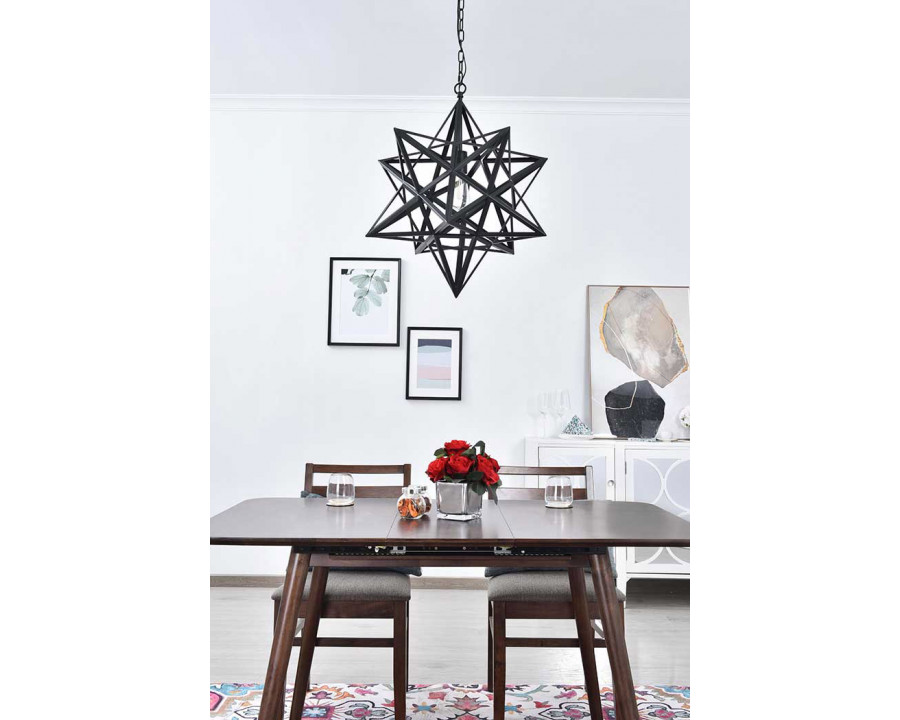 Elegant Nocturne 1 Light Pendant - Black, L 23.6" (LD4076D24BK)