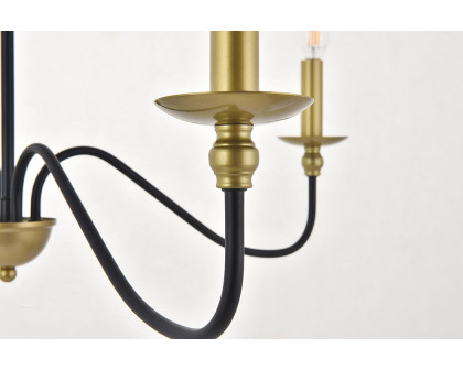 Elegant Rohan 6-Light Chandelier - Brass/Black, L 30" (LD5006D30BRB)