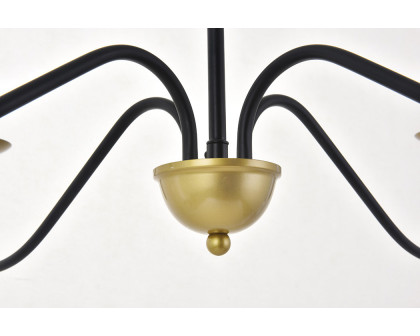 Elegant Rohan 6-Light Chandelier - Brass/Black, L 30" (LD5006D30BRB)