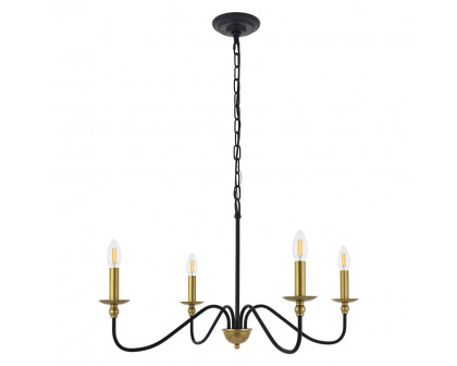 Elegant Rohan 6-Light Chandelier - Brass/Black, L 30" (LD5006D30BRB)