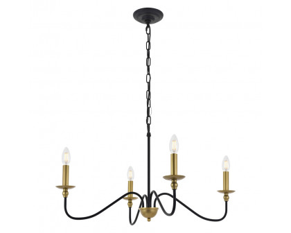 Elegant Rohan 6-Light Chandelier - Brass/Black, L 30" (LD5006D30BRB)