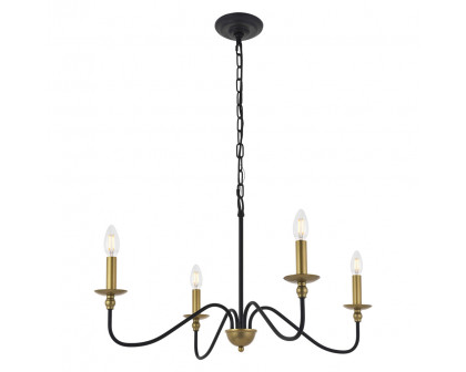 Elegant Rohan 6-Light Chandelier - Brass/Black, L 30" (LD5006D30BRB)