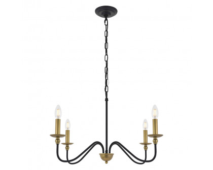 Elegant Rohan 6-Light Chandelier - Brass/Black, L 30" (LD5006D30BRB)