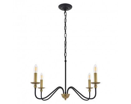 Elegant Rohan 6-Light Chandelier - Brass/Black, L 30" (LD5006D30BRB)