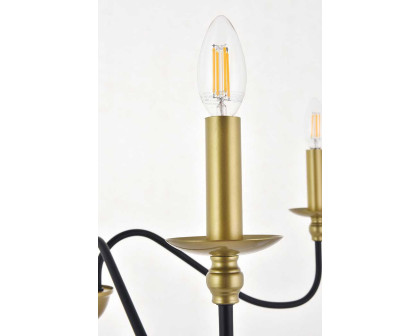 Elegant Rohan 6-Light Chandelier - Brass/Black, L 30" (LD5006D30BRB)