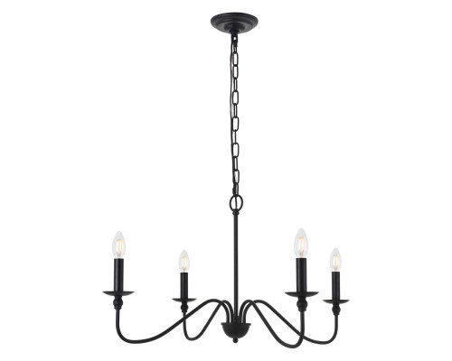 Elegant Rohan 6-Light Chandelier - Matte Black, L 30" (LD5006D30MB)