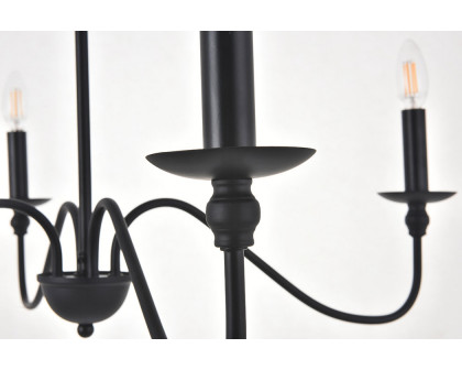 Elegant Rohan 6-Light Chandelier - Matte Black, L 30" (LD5006D30MB)