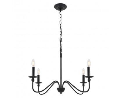 Elegant Rohan 6-Light Chandelier - Matte Black, L 30" (LD5006D30MB)