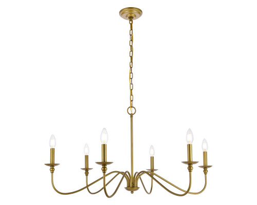 Elegant Rohan 6-Light Chandelier - Brass, L 36" (LD5006D36BR)