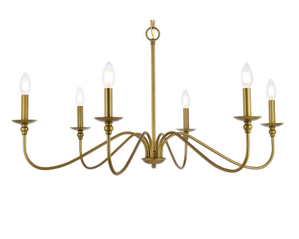 Elegant Rohan 6-Light Chandelier - Brass, L 36" (LD5006D36BR)