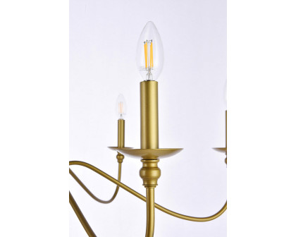 Elegant Rohan 6-Light Chandelier - Brass, L 36" (LD5006D36BR)