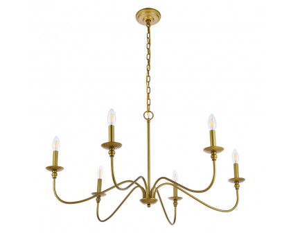 Elegant Rohan 6-Light Chandelier - Brass, L 36" (LD5006D36BR)