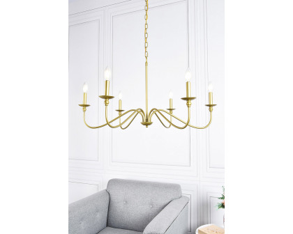 Elegant Rohan 6-Light Chandelier - Brass, L 36" (LD5006D36BR)