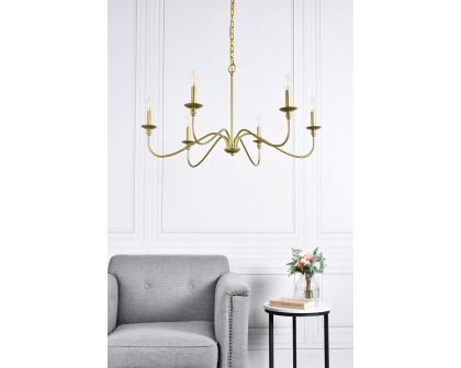 Elegant Rohan 6-Light Chandelier - Brass, L 36" (LD5006D36BR)