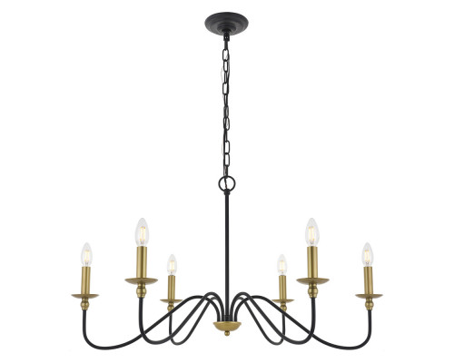 Elegant Rohan 6-Light Chandelier - Brass/Black, L 36" (LD5006D36BRB)