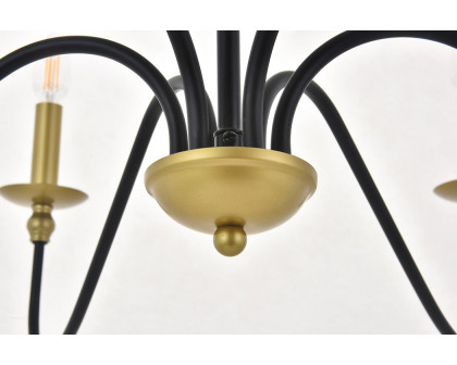 Elegant Rohan 6-Light Chandelier - Brass/Black, L 36" (LD5006D36BRB)