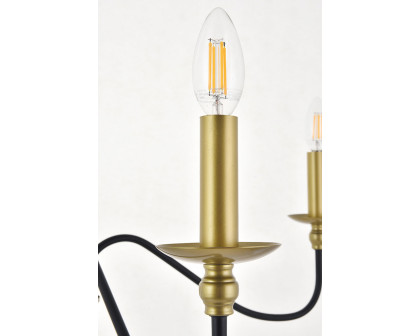 Elegant Rohan 6-Light Chandelier - Brass/Black, L 36" (LD5006D36BRB)