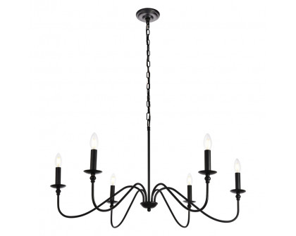 Elegant Rohan 6-Light Chandelier - Matte Black, L 36" (LD5006D36MB)