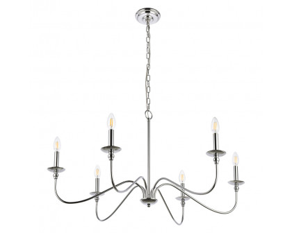 Elegant Rohan 6-Light Chandelier - Polished Nickel, L 36" (LD5006D36PN)