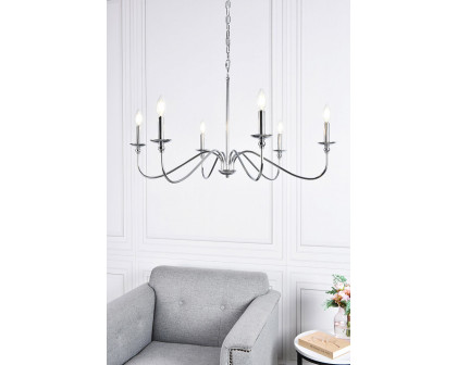 Elegant Rohan 6-Light Chandelier - Polished Nickel, L 36" (LD5006D36PN)