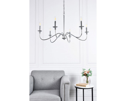 Elegant Rohan 6-Light Chandelier - Polished Nickel, L 36" (LD5006D36PN)