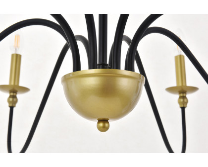 Elegant Rohan 6-Light Chandelier - Brass/Black, L 42" (LD5006D42BRB)